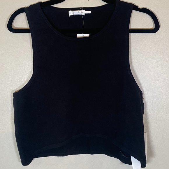 NWT Good American Cut In Cropped Knit Sweater in Black - Picture 6 of 8